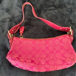 Coach Hot Pink Signature Jacquard Shoulder Bag